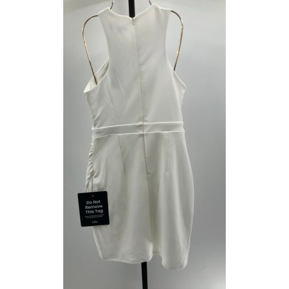 Lulus Headed To Cocktail Hour Halter Tulip Mini Dress White Small - Picture 3 of 3